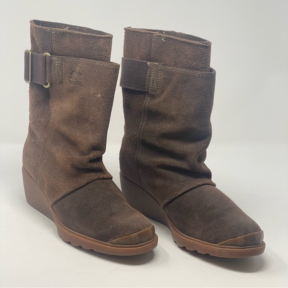 Sorel Toronto Boots Womens 8 Brown Suede Mid Calf Wedge Heel NL2117-248 - Picture 3 of 16